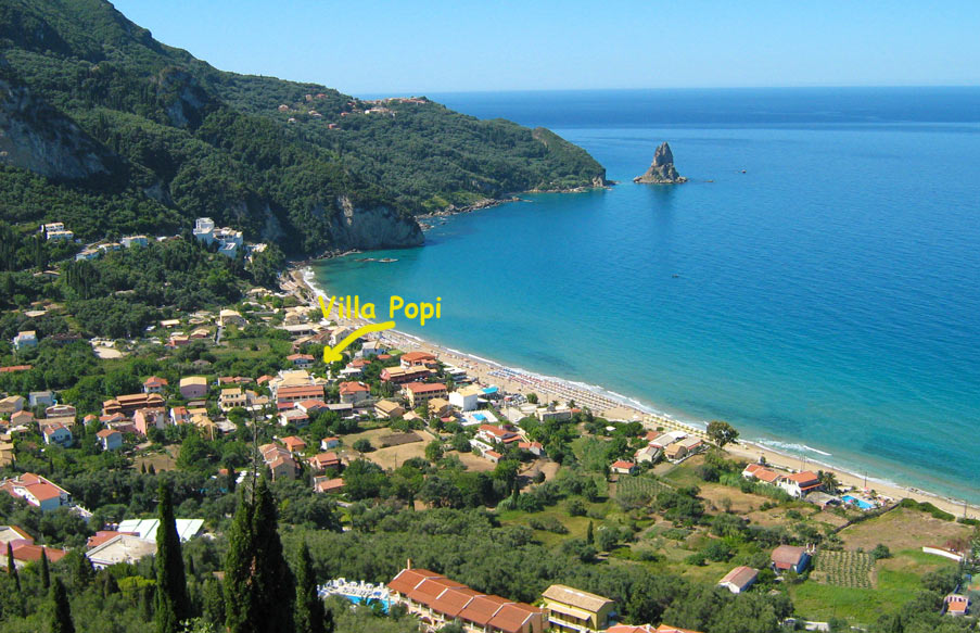 Agios Gordios and Villa Popi